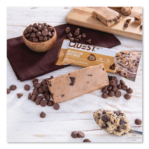 Image of Quest® QUN00003 Protein Bars, Chocolate Chip Cookie Dough, 2.12 Oz Bar, 12 Bars/box