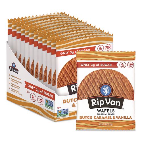 Image of Rip Van® RVW00334 Wafels - Single Serve, Dutch Caramel And Vanilla, 1.16 Oz Pack, 12/box