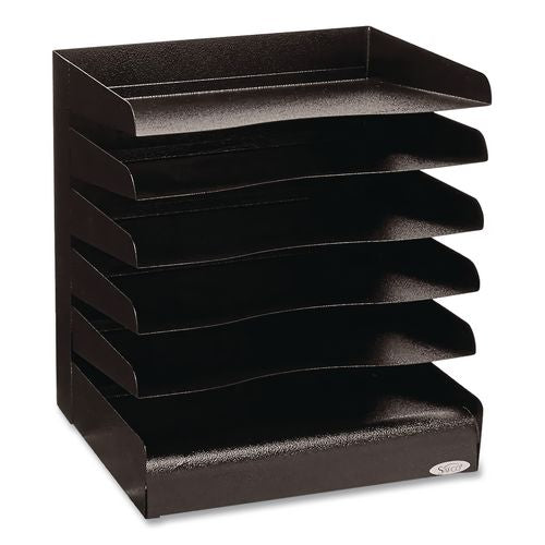 Image of Safco® 3127BL Steel Horizontal-Tray Desktop Sorter, Five Sections, Letter Size Files, 12" x 9.5" x 11.25", Black