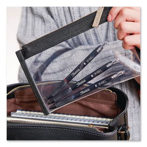 Image of Sharpie® S-Gel 2096140 S-GEL HIGH-PERFORMANCE GEL PEN, RETRACTABLE, FINE 0.5 MM, BLACK INK, BLACK BARREL, 4/PACK