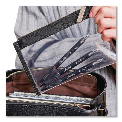 Image of Sharpie® S-Gel 2141125 S-Gel High-Performance Gel Pen, Retractable, Extra-Fine 0.38 mm, Black Ink, Black Barrel, 4/Pack
