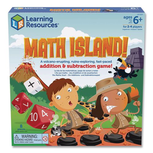 Image of Learning Resources® LER5025 Math Island Addition and Subtraction Game, 2 to 4 Players, Grades 1 to 4, 8 Pieces