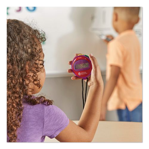 Image of Learning Resources® LER0808 Simple Stopwatch, Accurate to 1/100 Second, Blue Stopwatch, Black Lanyard