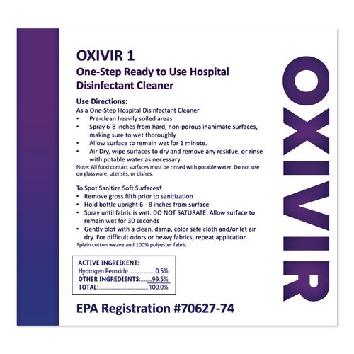 Image of Diversey 9D1222663-1 Oxivir Five 16 Concentrate Replacement Bottle, 32 oz, White