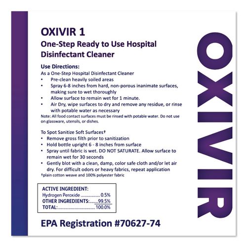 Image of Diversey 100850924 Oxivir 1 Wipes, 1-Ply, 11 x 12, 160/Canister, 4 Canisters/Carton