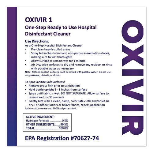 Image of Diversey 100850925 Oxivir 1 Wipes, 1-Ply, 11 x 12, Cherry Almond Scent, 160/Refill Pack, 4 Packs/Carton