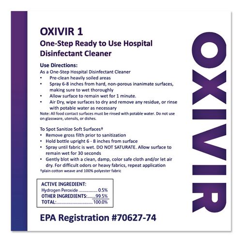Image of Diversey 101105152 Oxivir TB Disinfectant Wipes, 6 x 6.9, Characteristic Scent, White, 160/Canister, 4 Canisters/Carton