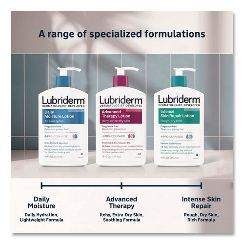 Image of Lubriderm® 48322EA Advanced Therapy Moisturizing Hand/body Lotion, 16 Oz Pump Bottle