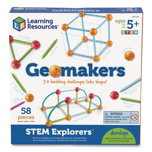 Image of Learning Resources® LER9293 STEM Explorers Geomakers, Grades K to 2, 58 Pieces