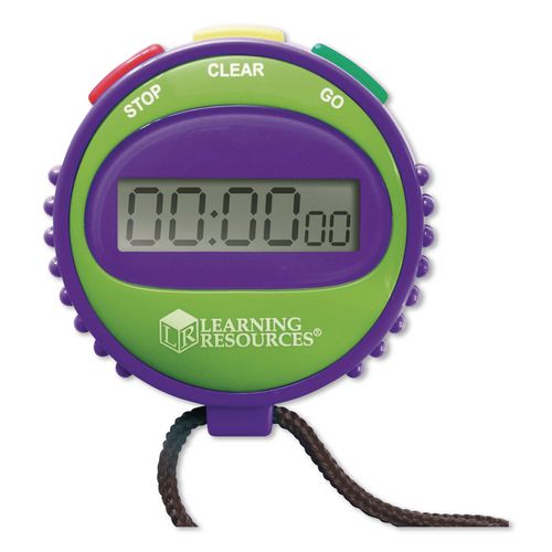 Image of Learning Resources® LER0808 Simple Stopwatch, Accurate to 1/100 Second, Blue Stopwatch, Black Lanyard