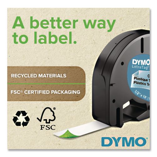Image of DYMO® 16952 Letratag Plastic Label Tape Cassette, 0.5" X 13 Ft, Clear