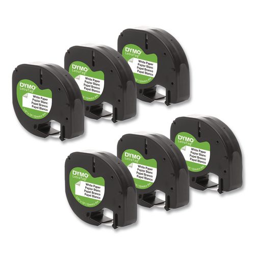 Image of DYMO® 2050826 LetraTag Paper Label Tape Cassettes, 0.5" x 13 ft, White, 6/Box