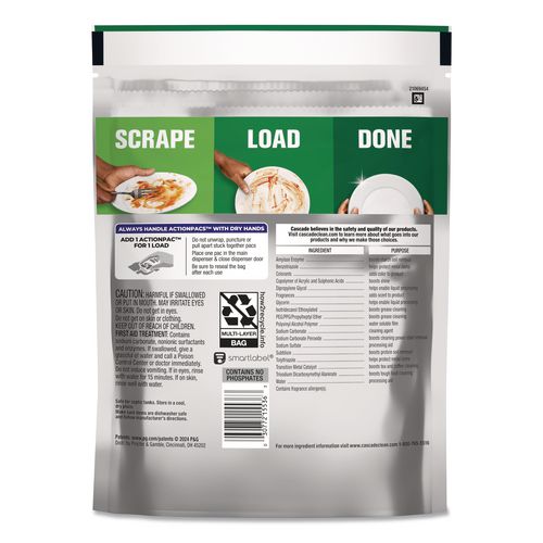 Image of Cascade® 80797184 Platinum ActionPacs, Fresh Scent, 14 oz Pack, 26 Pods/Pack, 4 Packs/Carton