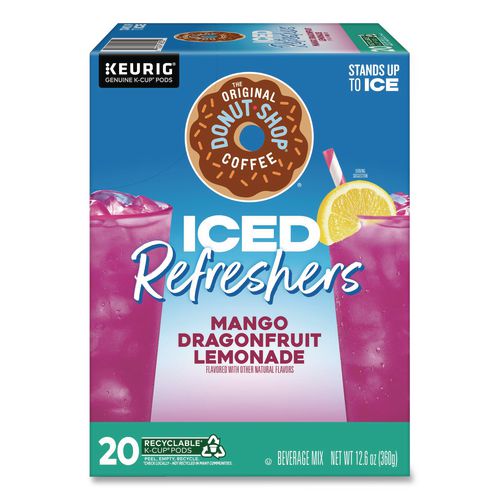 Image of The Original Donut Shop® 5000382824 ICED Refreshers K-Cup Pods, Mango Dragonfruit Lemonade, 20/Box
