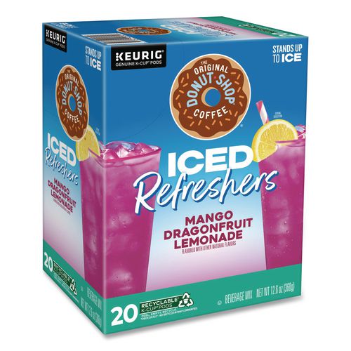 Image of The Original Donut Shop® 5000382824 ICED Refreshers K-Cup Pods, Mango Dragonfruit Lemonade, 20/Box