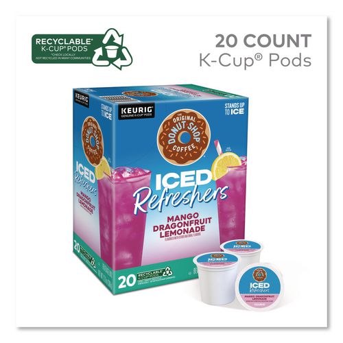 Image of The Original Donut Shop® 5000382824 ICED Refreshers K-Cup Pods, Mango Dragonfruit Lemonade, 20/Box