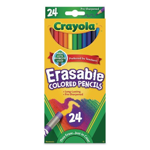 Image of Crayola® 682424 Erasable Color Pencil Set, 3.3 mm, 2B, Assorted Lead and Barrel Colors, 24/Pack