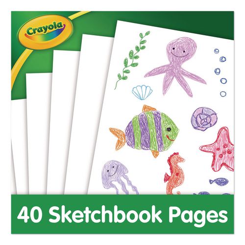 Image of Crayola® 99-3404 Wirebound Sketchbook, Animal Animations Gold/Green Cover, Unruled, (40) White 9 x 9 Sheets