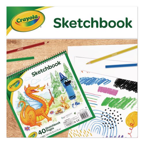 Image of Crayola® 99-3404 Wirebound Sketchbook, Animal Animations Gold/Green Cover, Unruled, (40) White 9 x 9 Sheets