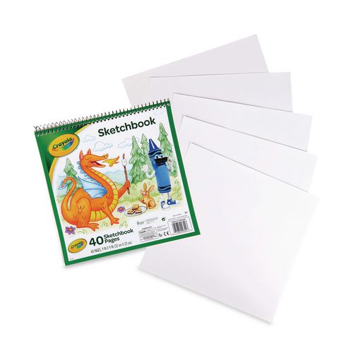 Image of Crayola® 99-3404 Wirebound Sketchbook, Animal Animations Gold/Green Cover, Unruled, (40) White 9 x 9 Sheets