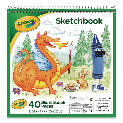 Image of Crayola® 99-3404 Wirebound Sketchbook, Animal Animations Gold/Green Cover, Unruled, (40) White 9 x 9 Sheets