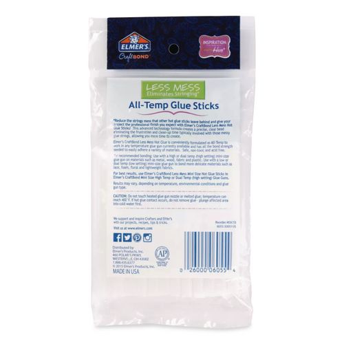 Image of Elmer's® E6055 CraftBond Less Mess All-Temp Glue Sticks, 0.27" x 4", Dries Clear, 24/Pack
