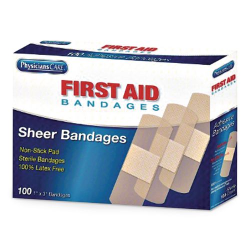 Image of First Aid Only 90097 Adhesive Plastic Bandages, 1 X 3, 100/box