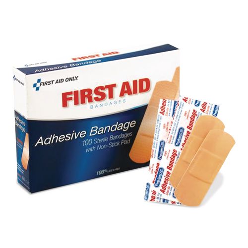 Image of First Aid Only 90097 Adhesive Plastic Bandages, 1 X 3, 100/box