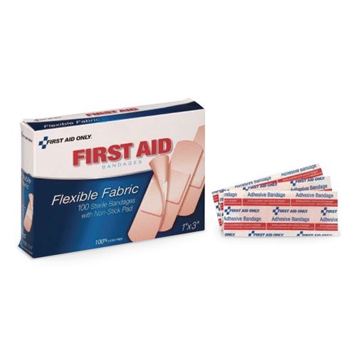 Image of First Aid Only 90097 Adhesive Plastic Bandages, 1 X 3, 100/box