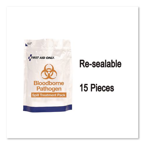 Image of First Aid Only 15-Piece Blood-Borne Pathogen Treatment Pack, 15 Pieces, Resealable Plastic Bag