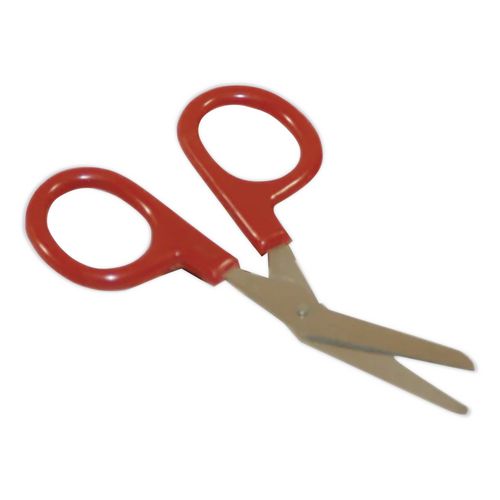 Image of First Aid Only 730010 Angled First Aid Kit Scissors, 4" Long, 1.5" Cut Length, Crane-Style Red Handle