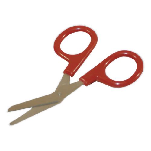 Image of First Aid Only 730010 Angled First Aid Kit Scissors, 4" Long, 1.5" Cut Length, Crane-Style Red Handle