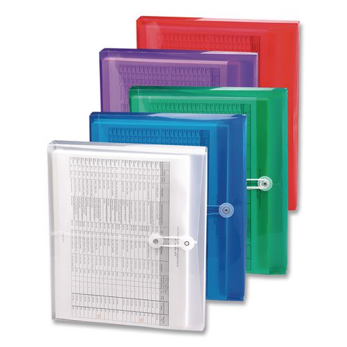 Image of Smead 89527 Poly String and Button Interoffice Envelopes, Open-Side (Horizontal), 9.75 x 11.63, Transparent Red, 5/Pack