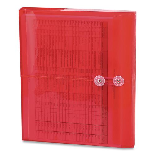 Image of Smead 89527 Poly String and Button Interoffice Envelopes, Open-Side (Horizontal), 9.75 x 11.63, Transparent Red, 5/Pack