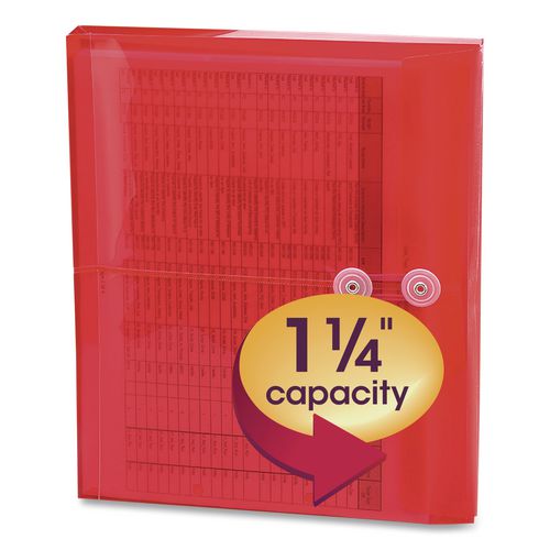 Image of Smead 89527 Poly String and Button Interoffice Envelopes, Open-Side (Horizontal), 9.75 x 11.63, Transparent Red, 5/Pack