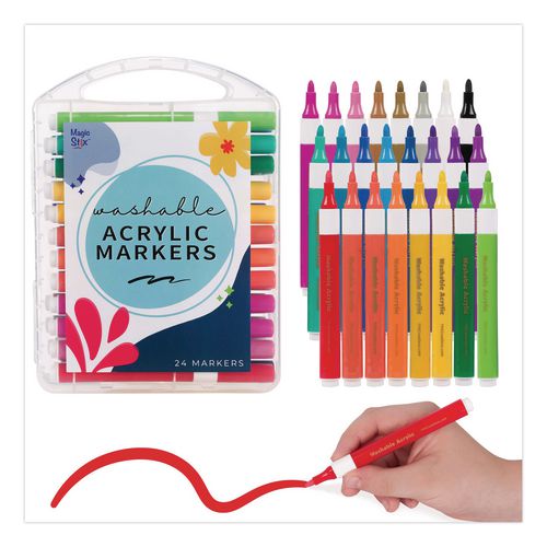 Image of The Pencil Grip Markers,Acrylic,Magic Stix,Washable,24/PK,Assorted
