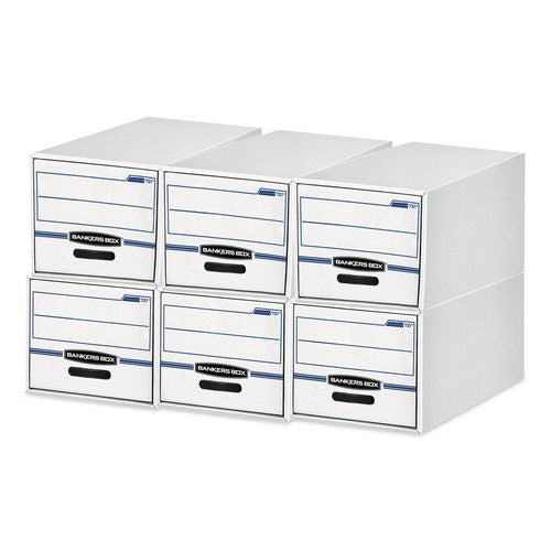 Image of Bankers Box® 00721 Stor/drawer Basic Space-Savings Storage Drawers, Letter Files, 14" X 25.5" X 11.5", White/blue, 6/carton