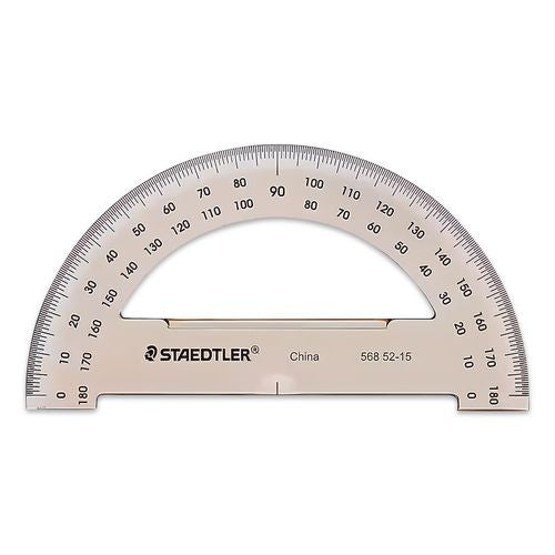 Image of Staedtler® 56852-15BK MARS COLLEGE PROTRACTOR, PLASTIC, 6" RULER EDGE/180 DEGREE, TRANSPARENT TINTED