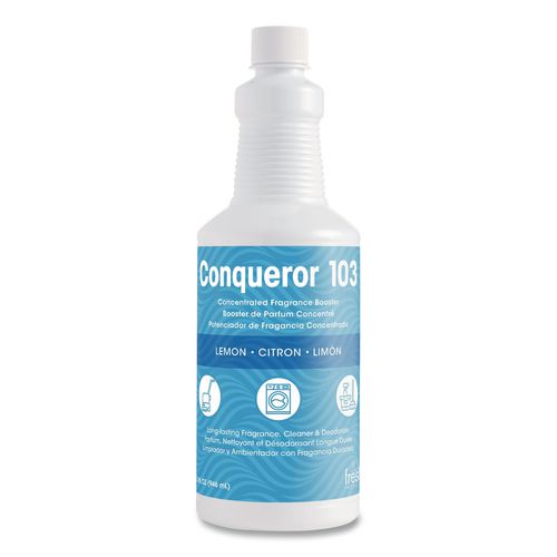 Image of Fresh Products 103Q-F-000I012M-22 Conqueror 103 Odor Counteractant Concentrate, Lemon, 32 Oz Bottle, 12/carton