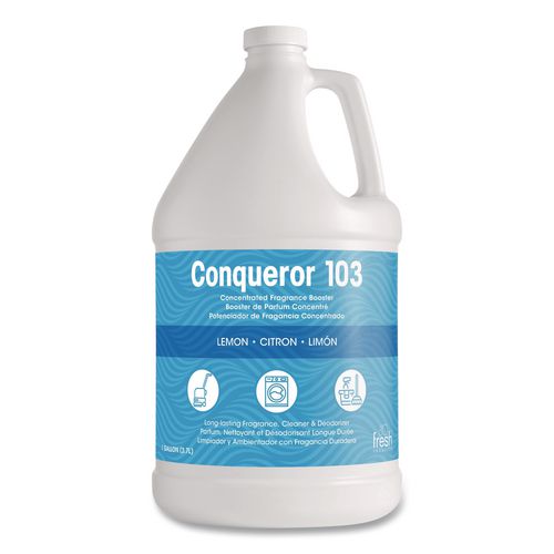 Image of Fresh Products 103G-F-000I004M-22 Conqueror 103 Odor Counteractant Concentrate, Lemon, 1 Gal Bottle, 4/carton