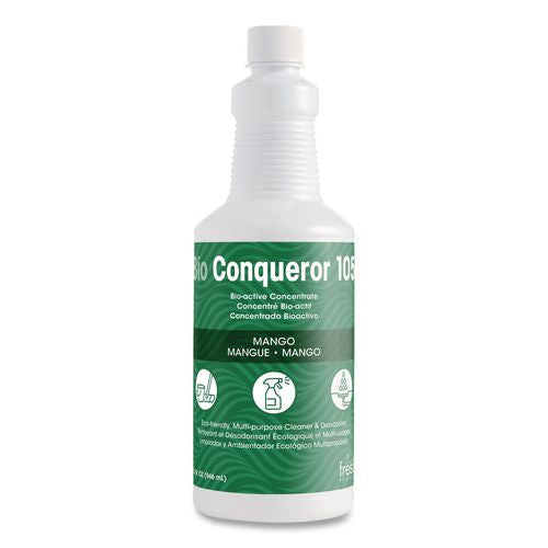 Image of Fresh Products 105Q-F-000I012M-04 Bio Conqueror 105 Enzymatic Odor Counteractant Concentrate, Mango, 32 Oz Bottle, 12/carton