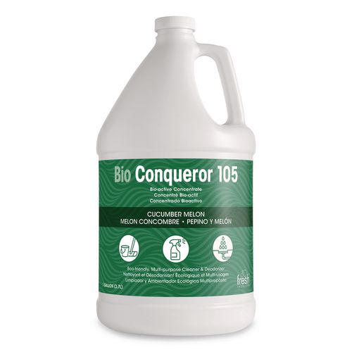 Image of Fresh Products 105G-F-000I004M-02 Bio Conqueror 105 Enzymatic Odor Counteractant Concentrate, Cucumber Melon, 1 Gal Bottle, 4/carton