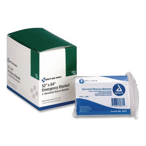Image of First Aid Only I800 Aluminized Emergency Blanket, 52" X 84", 5/box
