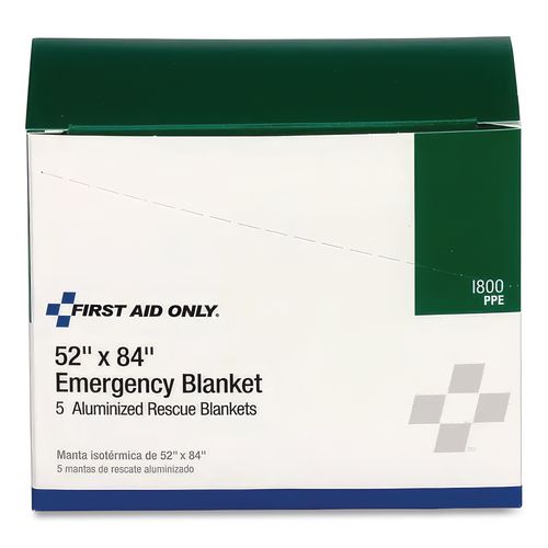 Image of First Aid Only I800 Aluminized Emergency Blanket, 52" X 84", 5/box