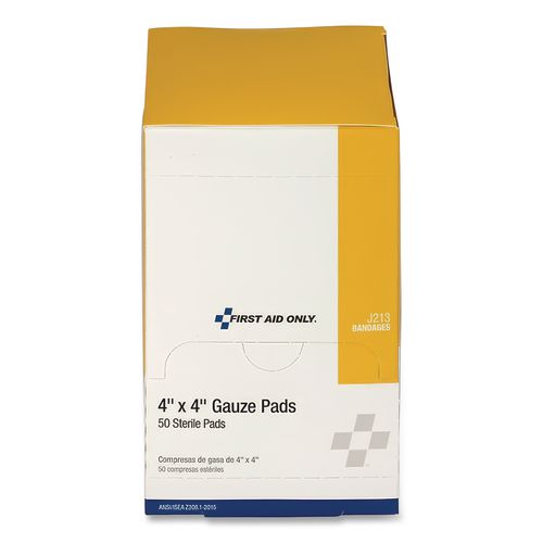 Image of First Aid Only J213 Sterile Gauze Pads, 4 X 4, 50/box