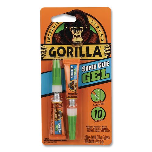 Image of Gorilla® 7820001 Super Glue Gel, Two 0.11 Oz Tubes, Dries Clear