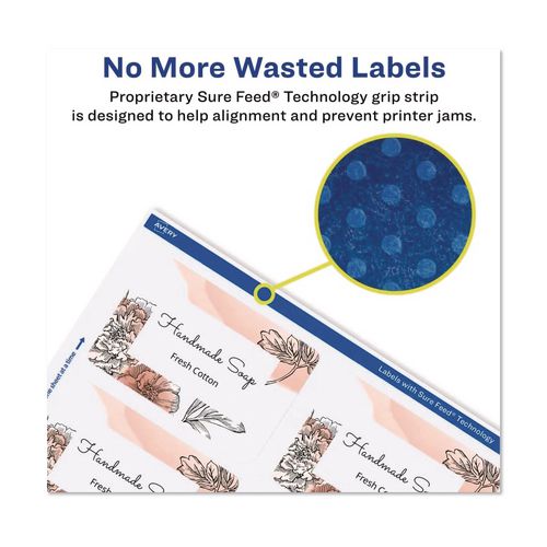 Image of Avery® 22890 Sure Feed Glossy Labels, 2 x 3, White, 8 Labels/Sheet, 10 Sheets Pack