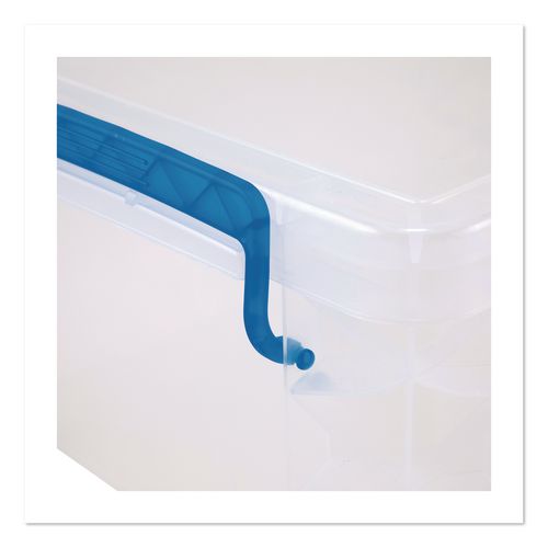 Image of Advantus 39811 Super Stacker Lift-Off Lid Storage Tote, 14.25 x 10.3 x 6.5, Transparent/Blue