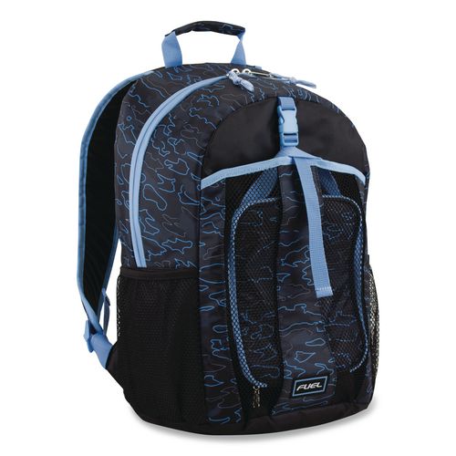 Image of FUEL 110592ST-OC2 Bijoux Deluxe Backpack and Lunch Bag Bundle, 15.5" Laptop Sleeve, 12" x 8" x 18.5" and 7.5" x 4.25" x 9", Black/Blue Camo