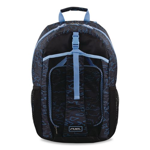 Image of FUEL 110592ST-OC2 Bijoux Deluxe Backpack and Lunch Bag Bundle, 15.5" Laptop Sleeve, 12" x 8" x 18.5" and 7.5" x 4.25" x 9", Black/Blue Camo